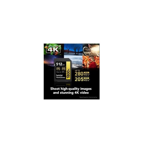 BIGBOY LEXAR 512GB LSD1800512G-BNNNG SD PROFESSIONAL 1800X SDXC UHS-II CARDS UP TO 280MB/S READ 210MB/S WRITE C10 V60 U3