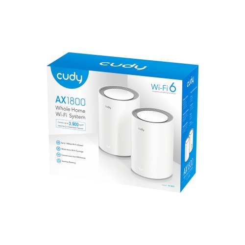 CUDY M1800 2-Pack AX1800Mbps 2.4/5GHz AP/RE/WISP Gigabit MU-MIMO Kablosuz 2li Mesh Wi-Fi 6 Sistemi