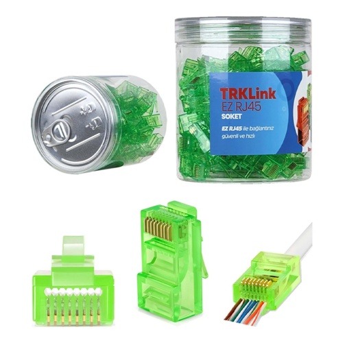 TRKLink EZ RJ45 KONNEKTÖR (YEŞİL) 100 lü PAKET YENİ NESİL