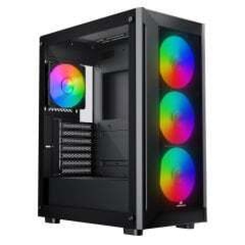 GAMEBOOSTER GameBooster RAIDER E651B 650W 80+ WHITE USB 3.0 Mesh 4*Rainbow Fanlı Mid-T E-ATX Gaming Siyah Kasa