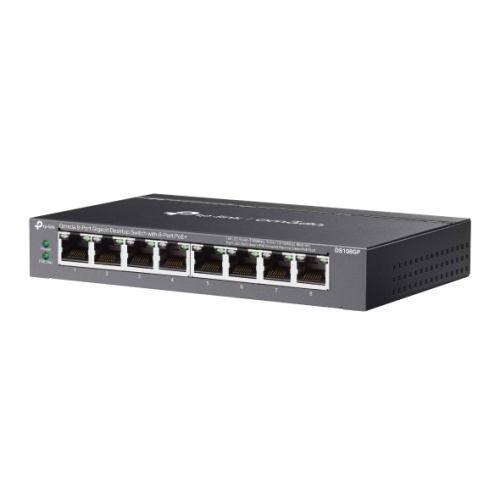 TP-LINK DS108GP 64W 8GE PoE Switch, 250m PoE PoE Auto Recovery, Metal Desktop