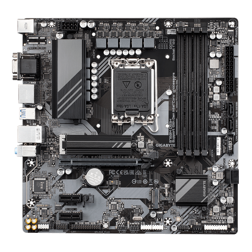 GIGABYTE B760M DS3H, rev.1.0, 4xDDR5, 2xM.2, 2xDP, HDMI, VGA, 12-13-14.Nesil, LGA1700 Soket, Anakart