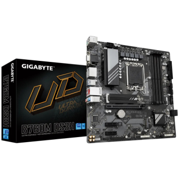 GIGABYTE B760M DS3H, rev.1.0, 4xDDR5, 2xM.2, 2xDP, HDMI, VGA, 12-13-14.Nesil, LGA1700 Soket, Anakart