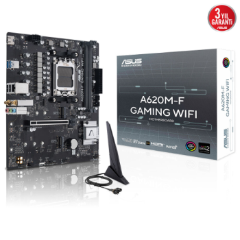 ASUS A620M-F GAMING WIFI, 2xDDR5, 2xM.2, HDMI, Wi-Fi 6E, Bluetooth v5.3, AMD Ryzen 7000 Serisi, AM5 Soket Gaming Anakart