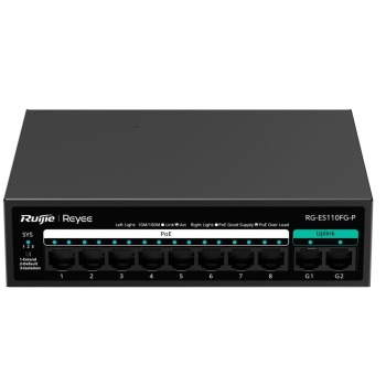 RUIJIE RUIJIE REYEE RG-ES110FG-P 8 PORT 10/100 8 PORT POE 2 PORT GIGABIT UPLINK 110W YONETILEMEZ DESKTOP SWITCH