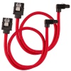 CORSAIR CC-8900280 Premium Sleeved SATA 6Gbps 30cm 90° Connector Cable — Red