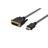 ednet ED-84487 ednet HDMI - DVI Bağlantı Kablosu, 5 metre, HDMI tip A, (19-pin) Erkek - DVI-D (24+1) Erkek, AWG 28, 2 x zırhlı, pamuk örgü kablo kılıfı, gümüş/siyah renk, altın kaplama