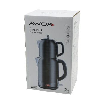 AWOX FRESCO SİYAH ELEKTRİKLİ ÇAY MAKİNESİ ÇAYCI SET 1.7LT SU ISITICI + 1.2LT DEMLİK PASLANMAZ ÇELİK GÖVDE 2200W (5343)