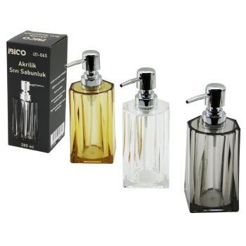 UZUN KARE TABAN - YVRLK AĞIZ - 4+4=8GEN GÖVDE ŞEFFAF - RENKLİ AKRİLİK - MİKA KRİSTAL SIVI SABUNLUK 280ML (5343)