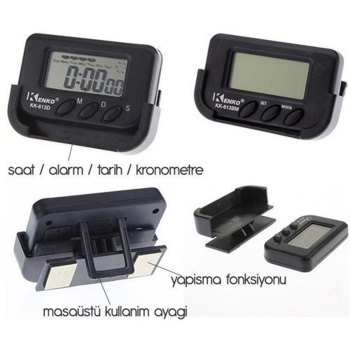 Ev ve Araç Tipi Dijital Saat Kronometreli Alarmlı Pilli Saat (5343)