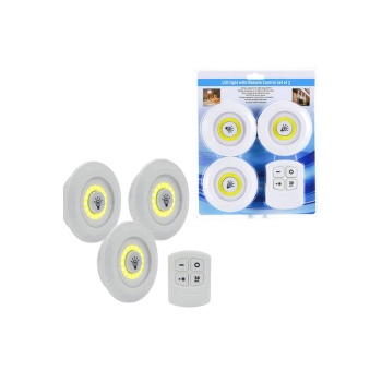 3lü Uzaktan Kumandalı Yapışkanlı Kablosuz Led Spot Lambalar (5343)
