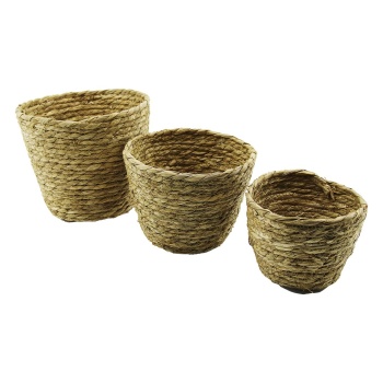 3 BOY YUVARLAK HASIR ORGANİZER SEPET Ç: 15-18-20CM - Y: 11-14-16CM (5343)