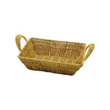 DİKDÖRTGEN PLASTİK HASIR EKMEK - ÇOK AMAÇLI SEPET KULPLU - METAL İSKELET TABAN:13.5X20- AĞIZ:19X26.5CM D:7.5CM (5343)