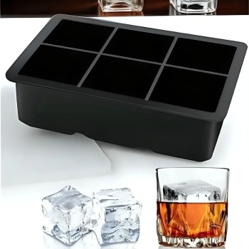 6&amp;apos;lı XL Küp Şeklinde Silikon Kolay Çıkabilen Buz Kalıbı (5343)