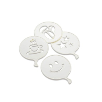 4 PCS SÜSLEME ŞABLONU PLASTİK KAHVE FİNCAN - YILDIZ - GÜLEN YÜZ - PALYAÇO (5343)