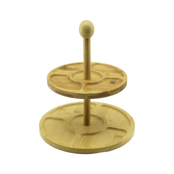 5 BÖLMELİ - YUVARLAK - 2 KATLI  AHŞAP BAMBU SUNUMLUK  ÇAP: 19.5CM -- 24.5CM (5343)