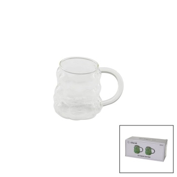 2PCS  ÜZÜM - KABARCIKLI KULPLU CAM BARDAK TERMİSİL - ISIYA DAYANIKLI BOROSİLİKAT350ML (5343)