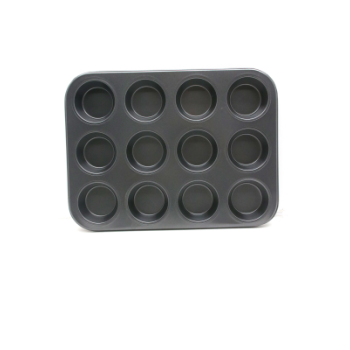 12 GÖZLÜ METAL - SİYAH DÜZ MUFFIN KALIP (5343)