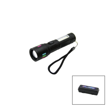 METAL GÖVDE 2IN1=ZOOM - RGB 9 LED EL FENERİ USB ŞARJLI MİNİ PLS.KUTULU (5343)