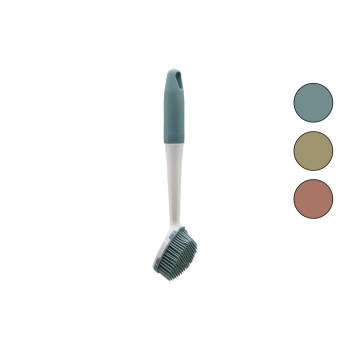 RENKLİ SİLİKON ÇOK AMAÇLI TEMİZLİK FIRÇASI PLASTİK SAPLI=SİLİKON KILIFLI 26.5CM (5343)