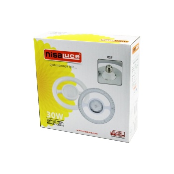 NİSALUCE EAMP-059/KB  MİKA KRİSTAL PLASTİK CAM   SİMİT MODEL  LED AMPUL  30W   E27   BEYAZ=6500K   2700 LUMEN (5343)