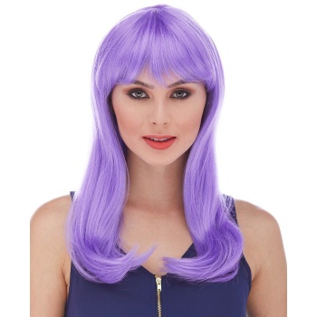 Mor Renk Uzun Düz Parti Peruğu (5343)
