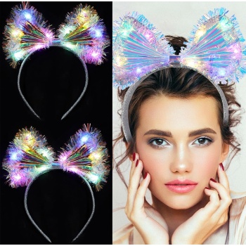 Işıltılı Fiber Fiyonk Gece Tacı Işıklı Ledli Eğlence Tacı 1 Adet 20x21 cm (5343)