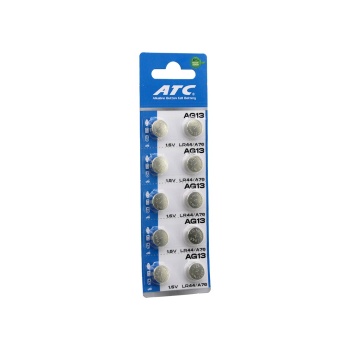 ATC ALKALİNE BUTTON BATTERY AG13 LR-44/A76 DÜĞME PİL ALKALİN 1.5V 10LU KART (5343)
