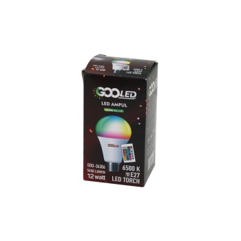 12W KUMANDALI RGB=RENKLİ LED AMPUL E27 5450 LUMEN 6500K 15000 SAAT ÖMÜR (5343)