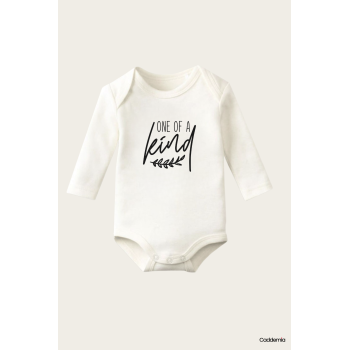 One Of A Kind Yazı Temalı Baskılı Pamuklu Uzun Kollu Çıtçıtlı Bebek Body Zıbın Atlet Tulum