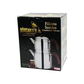 FİLİNTA JUMBO BOY ÇELİK ÇAYDANLIK SETİ ÇİFT KAPAKLI RENKLİ BAKALİT KULP ÜST DEMLİK: 2LT - ALT SULUK: 4LT KENDİNDEN SÜZGEÇLİ (5343)