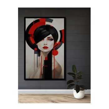 Çerçeve Görünümlü Dekoratif Ahşap Kare Geometriğin Uğultusu Tablosu Ev/Ofis/İşyeri Tablo