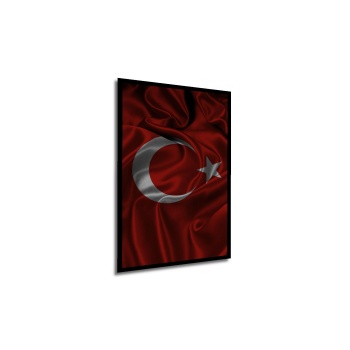 Çerçeve Görünümlü Dekoratif Ahşap Kare Türk Bayrağı Tablosu Ev/Ofis/İşyeri/Salon/Mutfak/Banyo Tablo