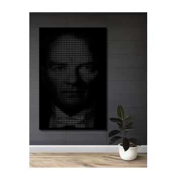 Çerçeve Görünümlü Dekoratif Ahşap Kare Atatürk Tablosu Ev/Ofis/İşyeri/Salon/Mutfak/Banyo Tablo