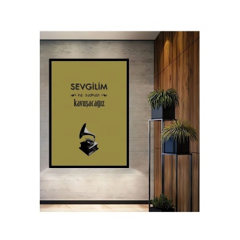 Çerçeve Görünümlü Dekoratif Ahşap Kare Sevgilim Ne Zaman Kavuşacağız Tablosu Ev/Ofis/İşyeri Tablo