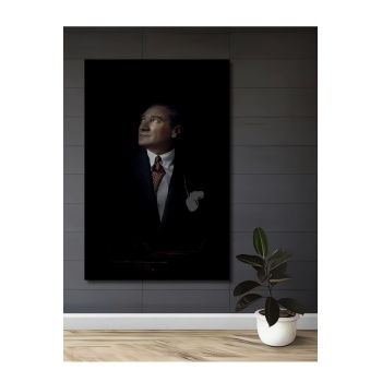 Çerçeve Görünümlü Dekoratif Ahşap Kare Atatürk Tablosu Ev/Ofis/İşyeri/Salon/Mutfak/Banyo Tablo