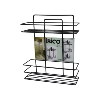SİYAH  2 KATLI - DİKDÖRTGEN   METAL  BANYO KÖŞELİK - DUŞKABİN RAF - ŞAMPUANLIK (5343)