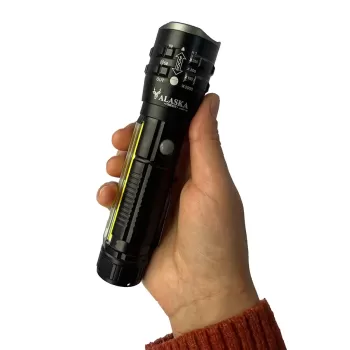 P27 Şarjlı LED Metal El Feneri 1000 Lümen Çakarlı (5343)