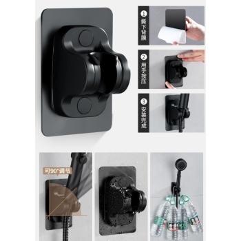 Yapışkanlı Duş Başlığı Tutucu Ayarlı Siyah (5343)