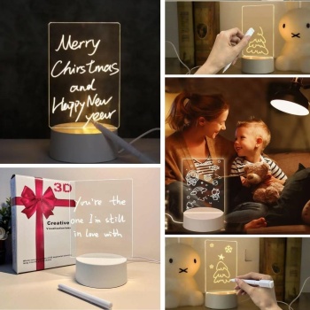 USB Kablolu Işıklı Kendiliğinden Beyaz Kalemli-Silgili Kreatif 3D Görselleştirme LED Lambası (5343)