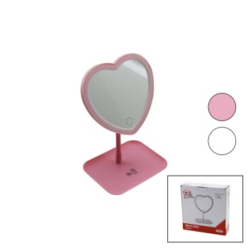 KALPLİ 7 İNÇ LEDLİ - USB ŞARJLI MAKYAJ AYNASI 90 DERECEAYARLI TAKILIKLI AYAK RENKLİ PLS. (5343)