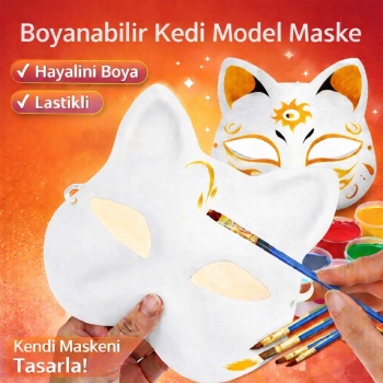 Boyanabilir Kedi Model Maske – Kendi Tasarımını Oluştur (5343)