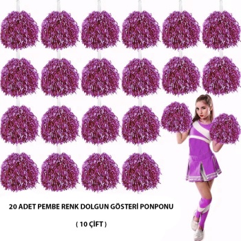 10 Çift ( 20 Adet ) Pembe Renk 23 Nisan 19 Mayıs 29 Ekim Okul Gösteri Ponponları (5343)