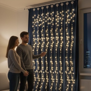 Saçaklı 3*3 Metre Yıldız Boncuklu Dekor Led USB Ev, Oda ve Organizasyon Dekoru hakkında ürün açıklaması (5343)