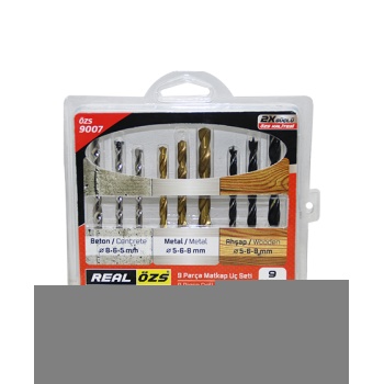 9 PARÇA  MATKAP UCU SETİ BETON - METAL - AHŞAP - 5-6-8MM (5343)