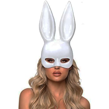 Beyaz Renk Ekstra Lüks Uzun Kulaklı Tavşan Maskesi 35x16 cm (5343)