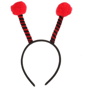 Gösteriler İçin Kırmızı Ponponlu Mega Uğur Böceği Taç 25x11 cm (5343)