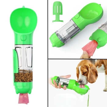 Taşınabilir Hazneli Mama Kaplı ,Kaka Poşetli Kedi,Köpek Suluğu-300ml (5343)