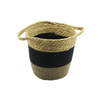 2IN1=İP ÖRGÜLÜ - HASIRÇİFT KULPLU SEPET - ORGANİZER Ç-TABAN:17CM--AĞIZ:24CM - Y: 22CM (5343)