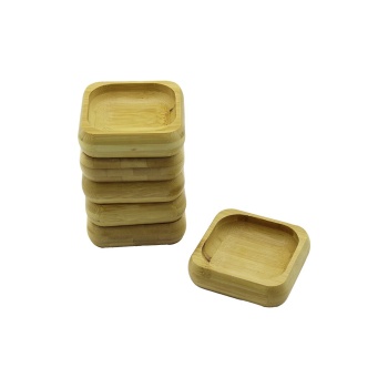 6 ADET 9X9CM KARE AHŞAP BAMBU ÇEREZLİK - LOKUMLUK KASE DERİNLİK: 1.8CM (5343)